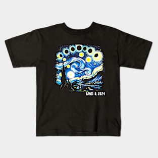 Van Gogh Total Solar Eclipse April 8th 2024 Kids T-Shirt